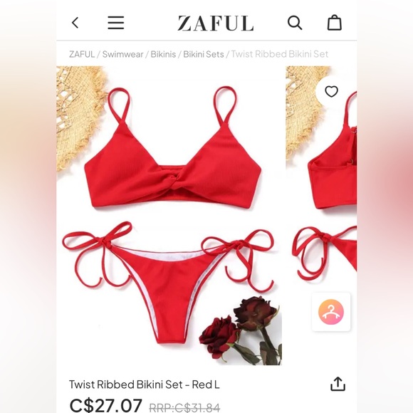 Zaful Red Bikini Set - Picture 1 of 5